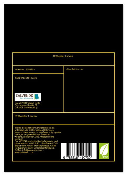 Produktbild: Rottweiler Larven (Tischkalender 2026 DIN A5 hoch), CALVENDO Monatskalender
