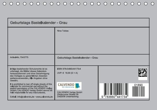 Produktbild: Geburtstags - Bastelkalender - Grau (Tischkalender immerw&auml;hrend DIN A5 quer)