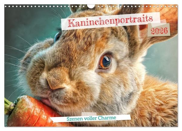 Produktbild: Kaninchenportraits &ndash; Szenen voller Charme (Wandkalender 2026 DIN A3 quer), CALVENDO Monatskalender