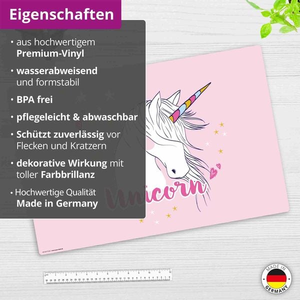 Produktbild: Cover-your-desk Schreibtischunterlage f&uuml;r Kinder Unicorn, aus hochwertigem Vinyl , 60 x 40 cm