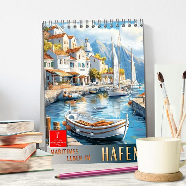 Produktbild: Maritimes Leben im Hafen (Tischkalender 2026 DIN A5 hoch), CALVENDO Monatskalender