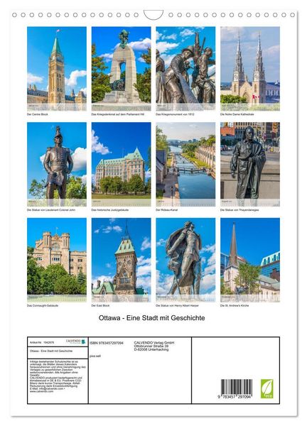 Produktbild: Ottawa - Eine Stadt mit Geschichte (Wandkalender 2026 DIN A3 hoch), CALVENDO Monatskalender