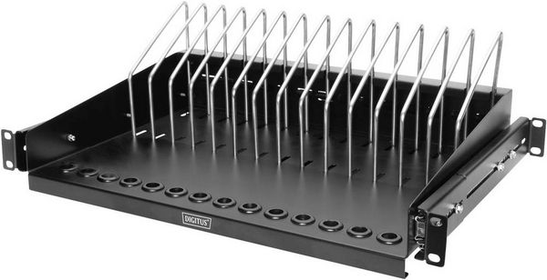 Digitus DN-97665 19 Zoll Netzwerkschrank-Geräteboden 1 HE Ausziehbar, variable Befestigungsschienen Geeignet für Schranktiefe: ab 450 mm Schwarz,