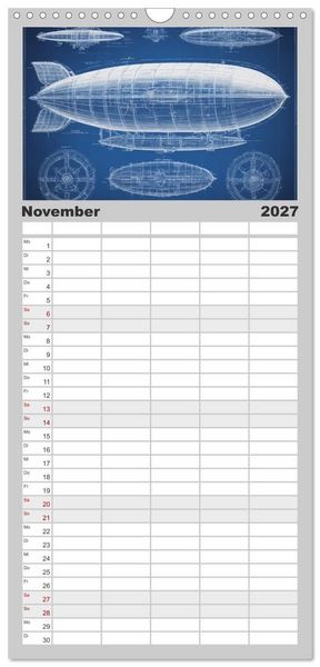 Produktbild: Familienplaner 2027 - Steampunk - Blaupausen mit 5 Spalten (Wandkalender, 21 x 45 cm) CALVENDO