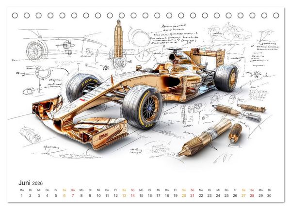 Produktbild: Rennwagen - Design Studien (Tischkalender 2026 DIN A5 quer), CALVENDO Monatskalender
