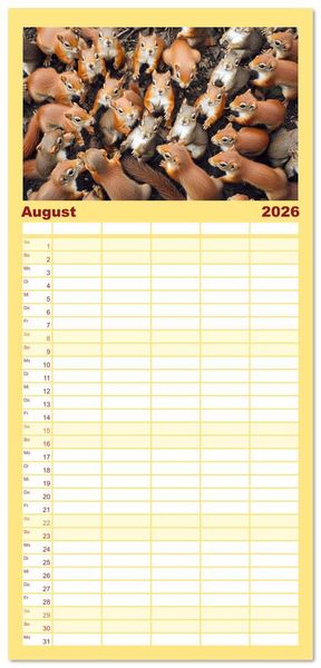 Produktbild: Familienplaner 2026 - Kuschelblicke mit 5 Spalten (Wandkalender, 21 x 45 cm) CALVENDO