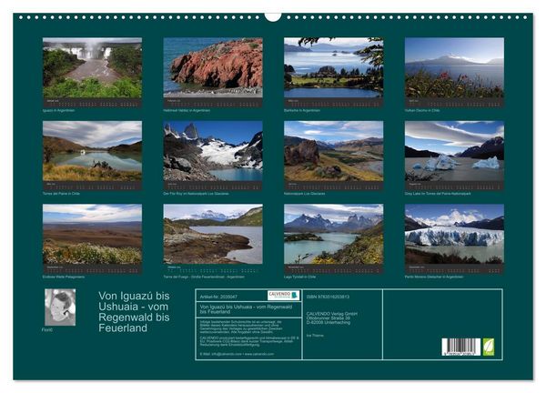 Produktbild: Von Iguaz&uacute; bis Ushuaia - vom Regenwald bis Feuerland (Wandkalender 2026 DIN A2 quer), CALVENDO Monatskalender