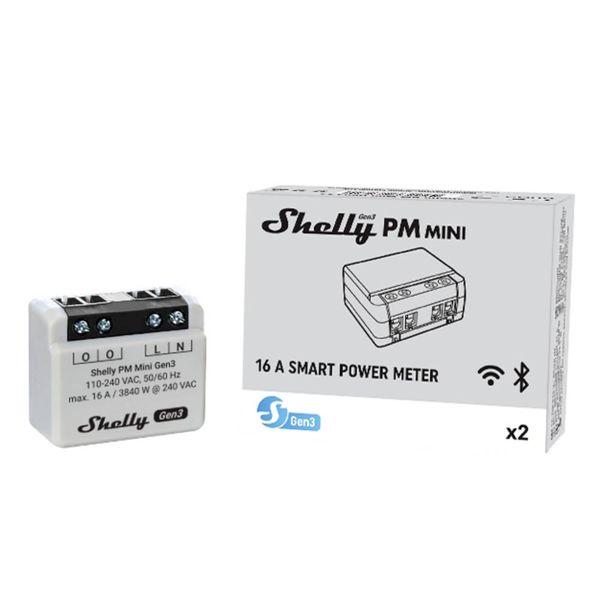 Produktbild: Shelly PM Mini Gen3 Schalt-Messaktor Wi-Fi, Bluetooth
