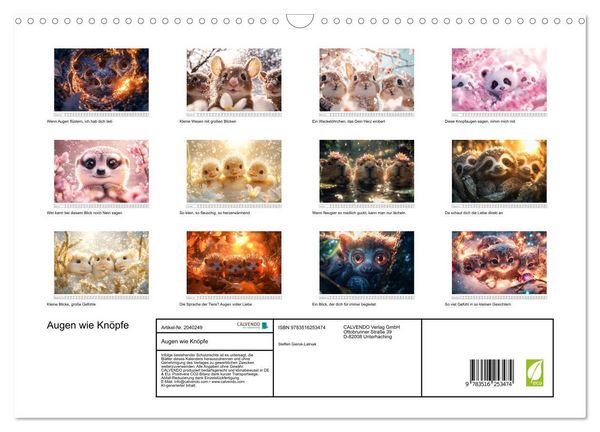 Produktbild: Augen wie Kn&ouml;pfe (Wandkalender 2026 DIN A3 quer), CALVENDO Monatskalender