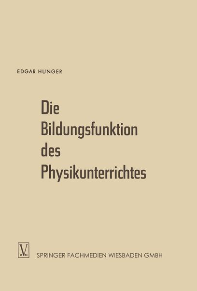 Produktbild: Die Bildungsfunktion des Physikunterrichtes