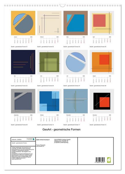 Produktbild: GeoArt - geometrische Formen (Wandkalender 2026 DIN A2 hoch), CALVENDO Monatskalender