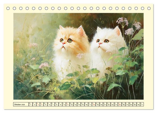 Produktbild: Perserkatzen. Flauschige Momente in kunstvoller &Ouml;loptik (Tischkalender 2026 DIN A5 quer), CALVENDO Monatskalender