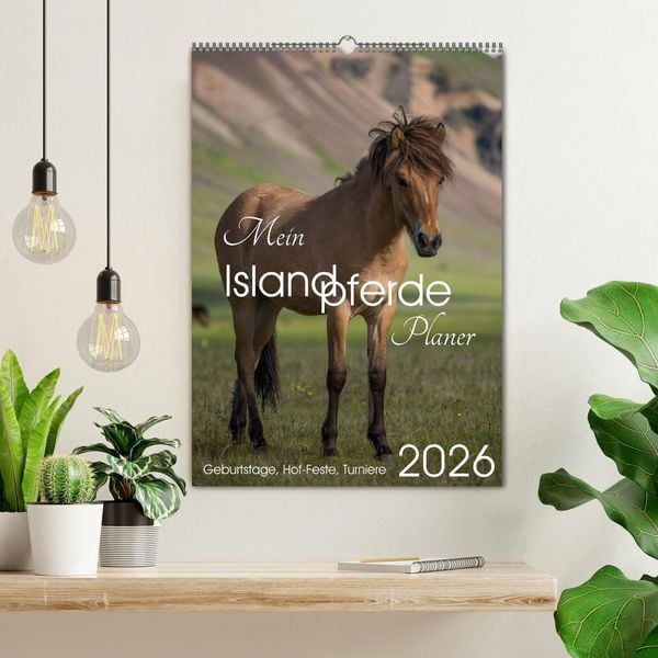 Produktbild: Mein ISLANDPFERDE Planer - Geburtstage, Hof-Feste, Turniere (Wandkalender 2026 DIN A2 hoch), CALVENDO Monatskalender