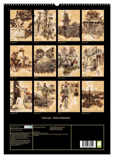 Produktbild: Fahrrad - Retro-Kalender (hochwertiger Premium Wandkalender 2026 DIN A2 hoch), Kunstdruck in Hochglanz