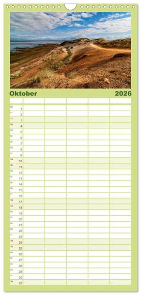 Produktbild: Familienplaner 2026 - Sylt - Bilder einer Insel mit 5 Spalten (Wandkalender, 21 x 45 cm) CALVENDO