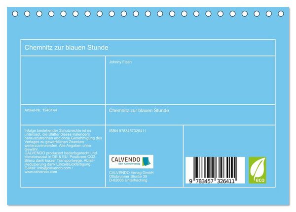 Produktbild: Chemnitz zur blauen Stunde (Tischkalender 2026 DIN A5 quer), CALVENDO Monatskalender