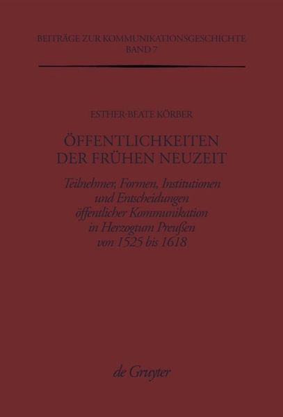 Produktbild: &Ouml;ffentlichkeiten der Fr&uuml;hen Neuzeit