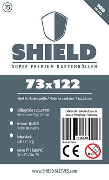 Shield Super Premium 15: Kartenhüllen für Karten bis 73 × 122 mm