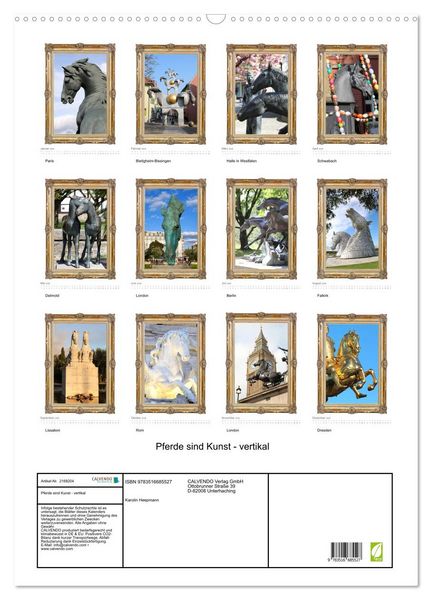 Produktbild: Pferde sind Kunst - vertikal (Wandkalender 2026 DIN A2 hoch), CALVENDO Monatskalender