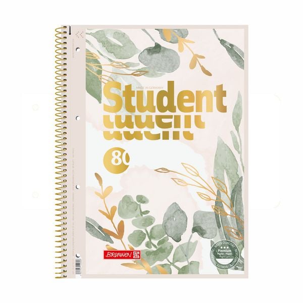 Produktbild: Brunnen Collegeblock Premium Student &bdquo;Bloom&ldquo; &brvbar; A4, Lineatur 27, 80 Blatt