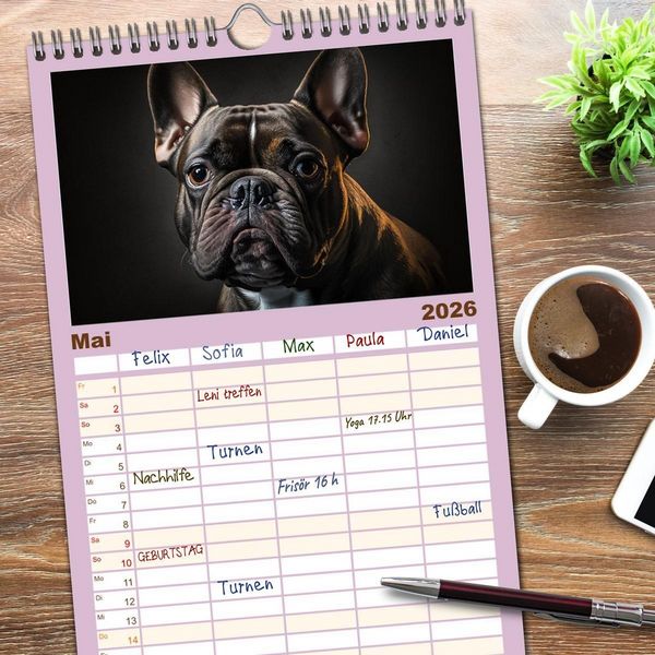 Produktbild: Familienplaner 2026 - Hunde Portr&auml;ts mit 5 Spalten (Wandkalender, 21 x 45 cm) CALVENDO