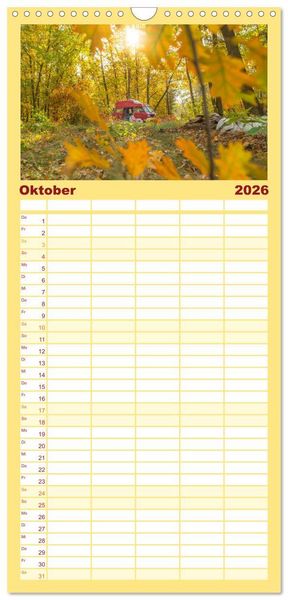 Produktbild: Familienplaner 2026 - Vanlife - Gl&uuml;cklich auf vier R&auml;dern mit 5 Spalten (Wandkalender, 21 x 45 cm) CALVENDO