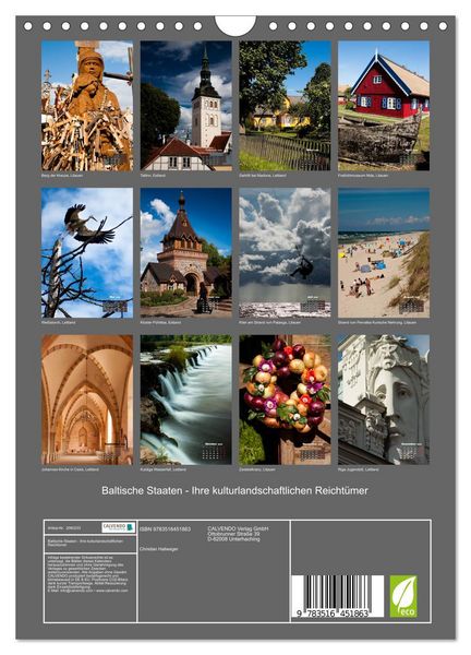 Produktbild: Baltische Staaten - Ihre kulturlandschaftlichen Reicht&uuml;mer (Wandkalender 2026 DIN A4 hoch), CALVENDO Monatskalender