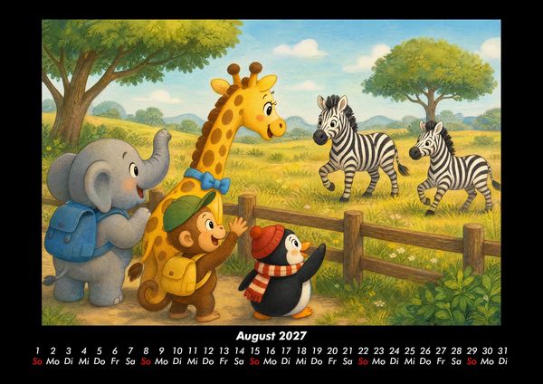 Produktbild: Ein Jahr im Zoo mit Raffi und Freunden 2027 Fotokalender DIN A3