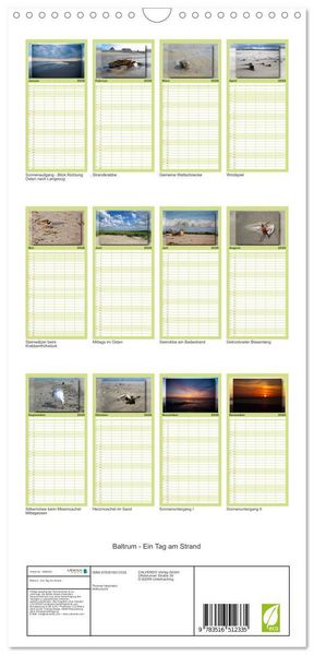 Produktbild: Familienplaner 2026 - Baltrum - Ein Tag am Strand mit 5 Spalten (Wandkalender, 21 x 45 cm) CALVENDO
