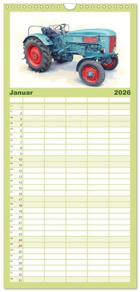 Produktbild: Familienplaner 2026 - Alte Schlepper in neuem Glanz mit 5 Spalten (Wandkalender, 21 x 45 cm) CALVENDO