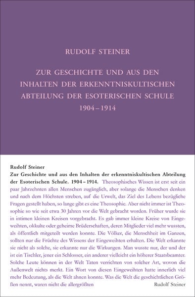 Produktbild: Zur Geschichte und aus den Inhalten der erkenntniskultischen Abteilung der Esoterischen Schule 1904 bis 1914