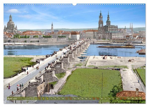 Produktbild: Historisches Dresden um 1900 neu restauriert und detailkoloriert (Wandkalender 2026 DIN A2 quer), CALVENDO Monatskalender