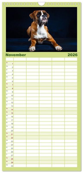 Produktbild: Familienplaner 2026 - Wenn ich gro&szlig; bin werd' ich Boxer mit 5 Spalten (Wandkalender, 21 x 45 cm) CALVENDO