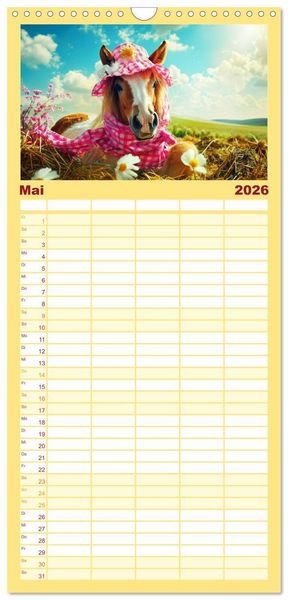 Produktbild: Familienplaner 2026 - Pferde-Fashion. Modische Highlights auf Hufen mit 5 Spalten (Wandkalender, 21 x 45 cm) CALVENDO