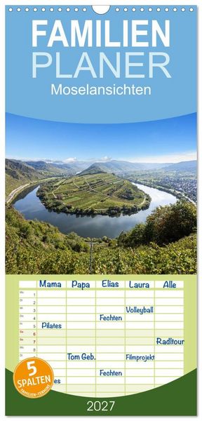 Produktbild: Familienplaner 2027 - Moselansichten mit 5 Spalten (Wandkalender, 21 x 45 cm) CALVENDO