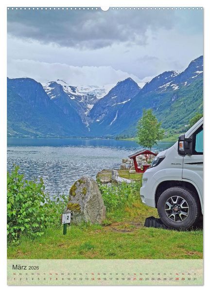 Produktbild: Unterwegs in Norwegen - Mit dem Wohnmobil an sch&ouml;nen Orten verweilen (hochwertiger Premium Wandkalender 2026 DIN A2 hoch), Kunstdruck in Hochglanz