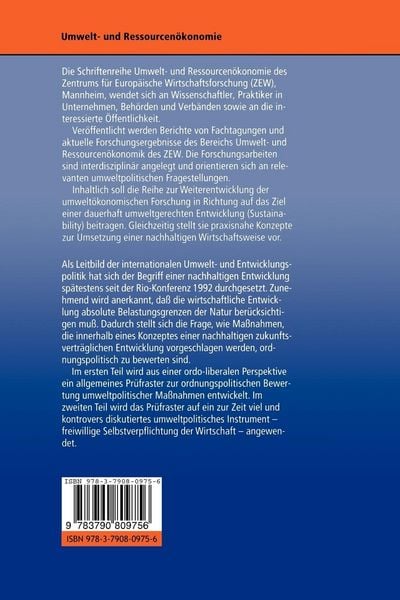 Produktbild: Nachhaltigkeit, Ordnungspolitik und freiwillige Selbstverpflichtung