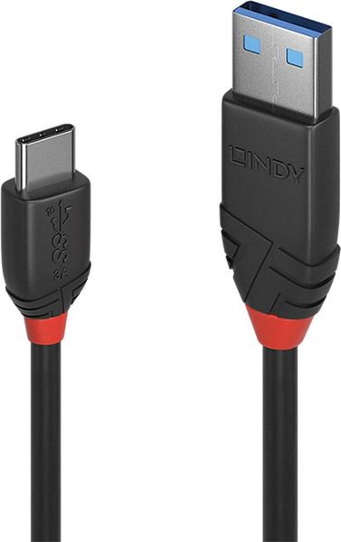 LINDY USB-Kabel USB 3.2 Gen1 (USB 3.0 / USB 3.1 Gen1) USB-C® Stecker, USB-A Stecker 1.00 m Schwarz 36916