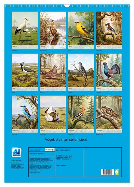 Produktbild: V&ouml;gel, die man selten sieht (Wandkalender 2027 DIN A2 hoch), CALVENDO Monatskalender