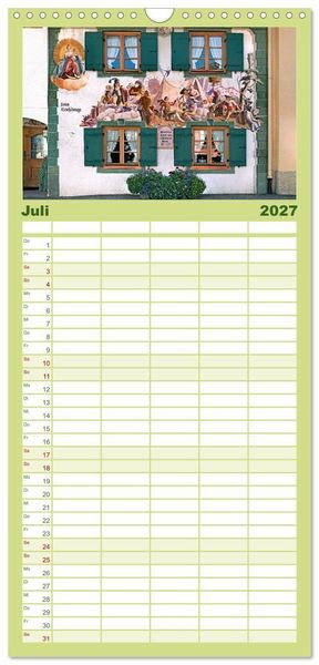 Produktbild: Familienplaner 2027 - Mittenwald - Perle des Werdenfelser Landes mit 5 Spalten (Wandkalender, 21 x 45 cm) CALVENDO