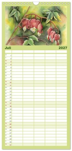 Produktbild: Familienplaner 2027 - Garten Aquarelle mit 5 Spalten (Wandkalender, 21 x 45 cm) CALVENDO