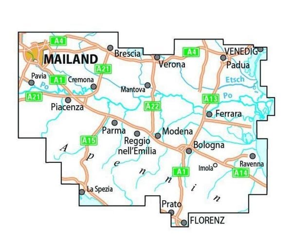Produktbild: BVA ADFC Radtourenkarte 7-Tage-Radtour Venedig-Florenz, 1:200.000