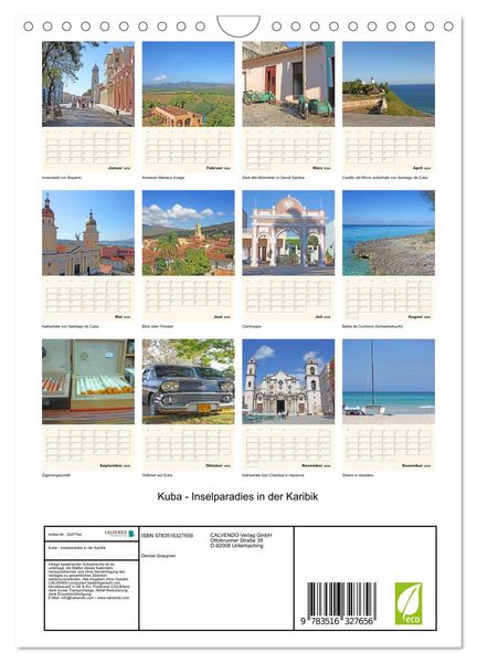 Produktbild: Kuba - Inselparadies in der Karibik (Wandkalender 2026 DIN A4 hoch), CALVENDO Monatskalender
