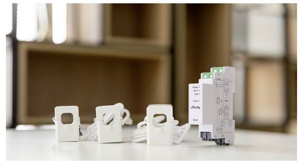 Produktbild: Shelly Pro 3EM 120A v2, 3 Phasen WLAN + LAN Energiemessger&auml;t