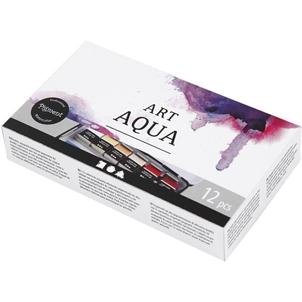 Produktbild: Creativ Company Aquarellk&auml;sten Art Aqua Aquarellfarbe, Standard-Farben, Halbwannen, Gr&ouml;&szlig;e 10x15x20 mm, 12 Farben, Kreativ Box
