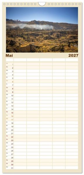 Produktbild: Familienplaner 2027 - Peru - Traumreise durch das Land der Inka mit 5 Spalten (Wandkalender, 21 x 45 cm) CALVENDO