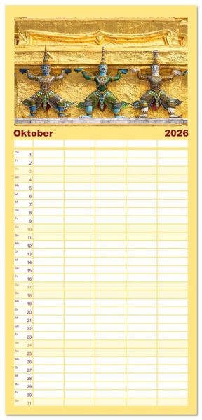 Produktbild: Familienplaner 2026 - BANGKOK Hauptstadt von Thailand mit 5 Spalten (Wandkalender, 21 x 45 cm) CALVENDO