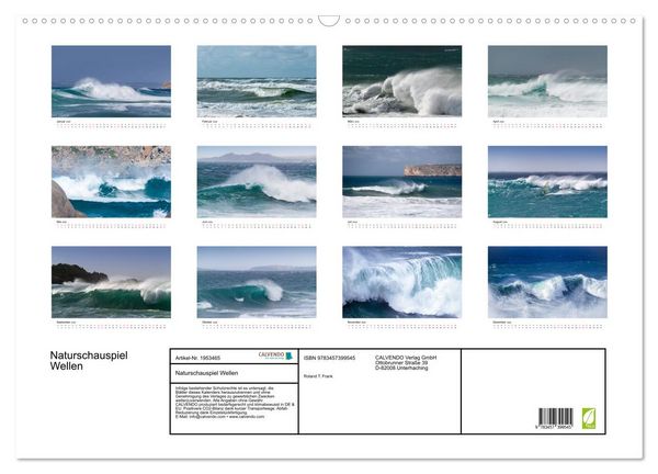 Produktbild: Naturschauspiel Wellen (Wandkalender 2026 DIN A2 quer), CALVENDO Monatskalender