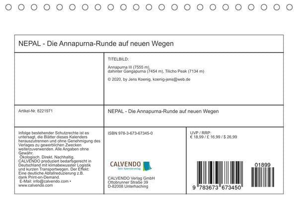Produktbild: NEPAL - rund um die Annapurna (Tischkalender 2022 DIN A5 quer)