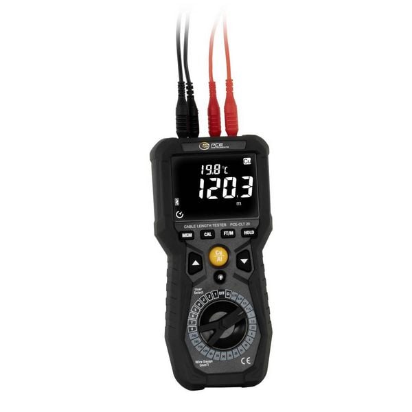 Produktbild: PCE Instruments Kabell&auml;ngenmessger&auml;t PCE-CLT 20 |Kabell&auml;nge 0,1 m ... 30 km |Widerstand 0,1 mΩ ... 1999,9 Ω |m |ft